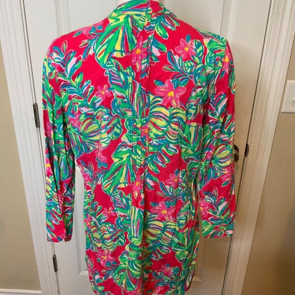 Lilly Pulitzer Pink Floral Sarasota Tunic, Size M - Picture 4 of 5